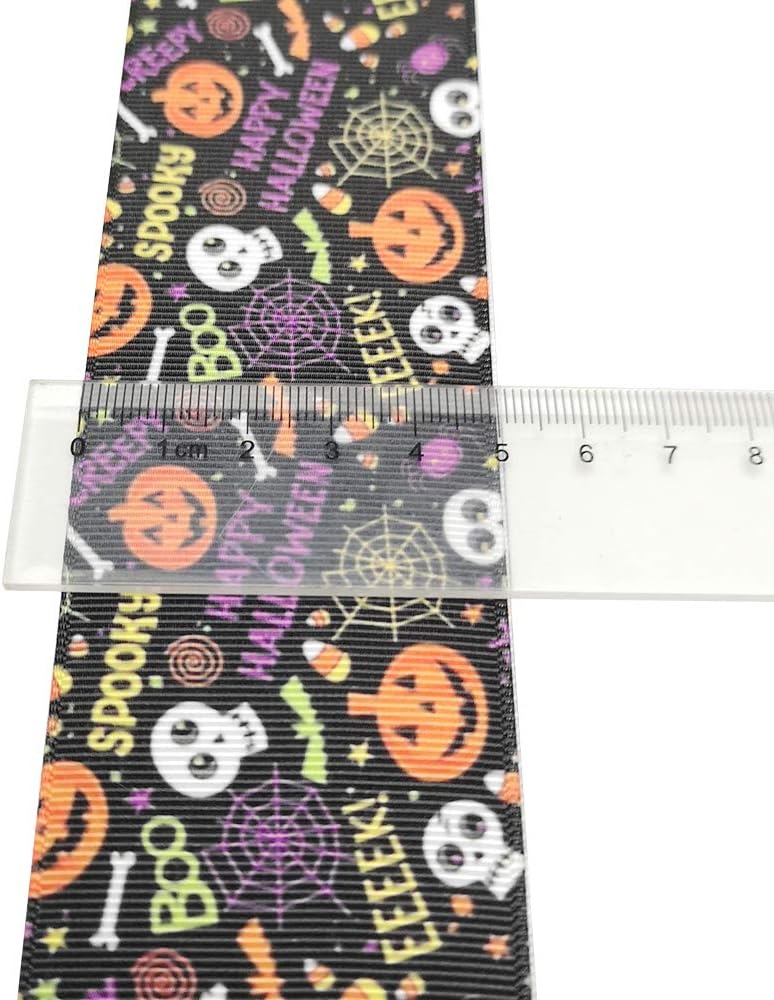 Niangzisewing 12 yardas de cinta de Halloween de 2 pulgadas de ancho, apliques de cinta de Halloween, decoración de fiesta, calabaza, fantasma,