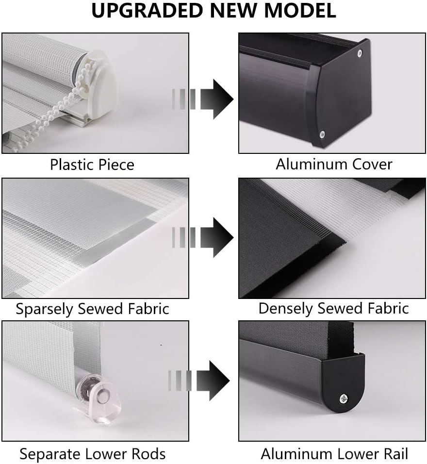LUCKUP Zebra – Persianas enrollables dobles con cubierta de cenefa, cortinas para día y noche (40 pulgadas de ancho x 72 pulgadas de alto, negro)