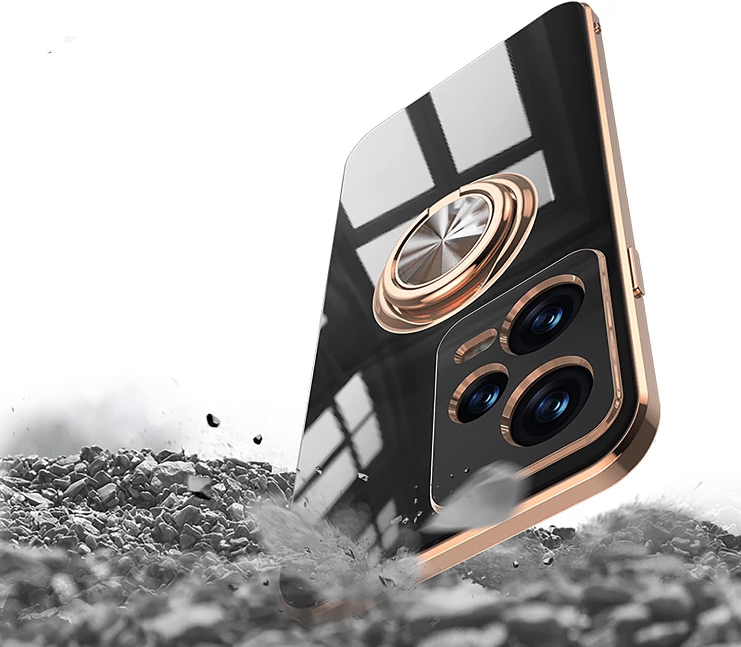 Redmi Note 12 Pro Funda con soporte de 360  Soporte magnético para automóvil tecnología de galvanoplastia Funda de protección delgada compatible con