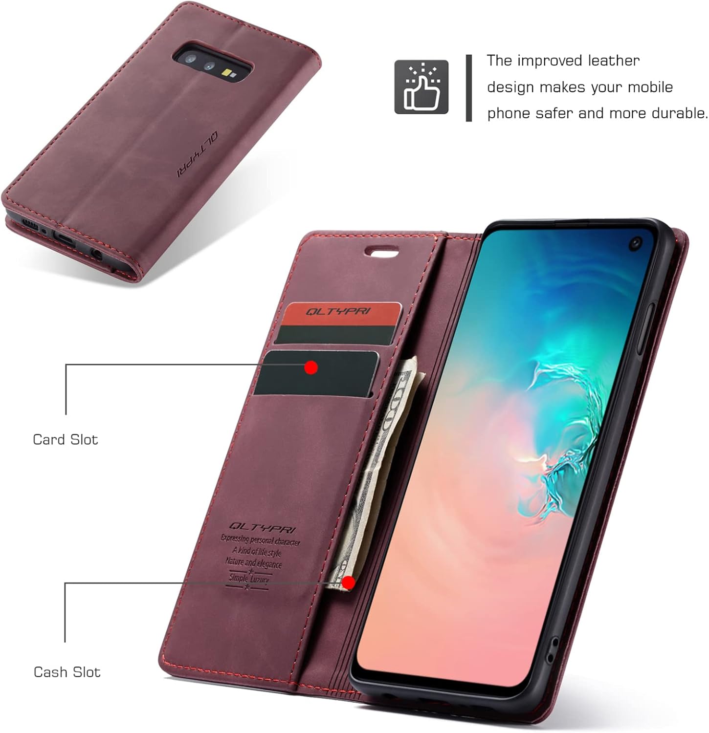 QLTYPRI Funda Para Samsung Galaxy S10e, Vintage PU Cuero Billetera Caso Ranura Para Tarjeta Kickstand Cierre Magnético A Prueba De Golpes Flip Folio