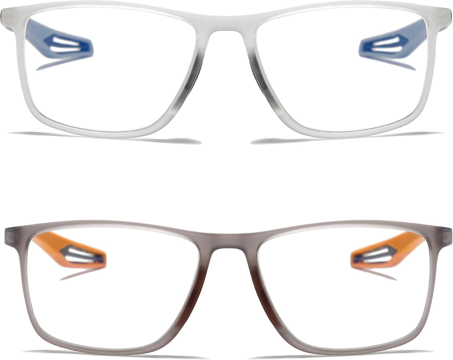 Gafas de lectura para hombre, 2 pares, estilo deportivo, cómodas y flexibles, con bloqueo de luz azul, lectores para hombres