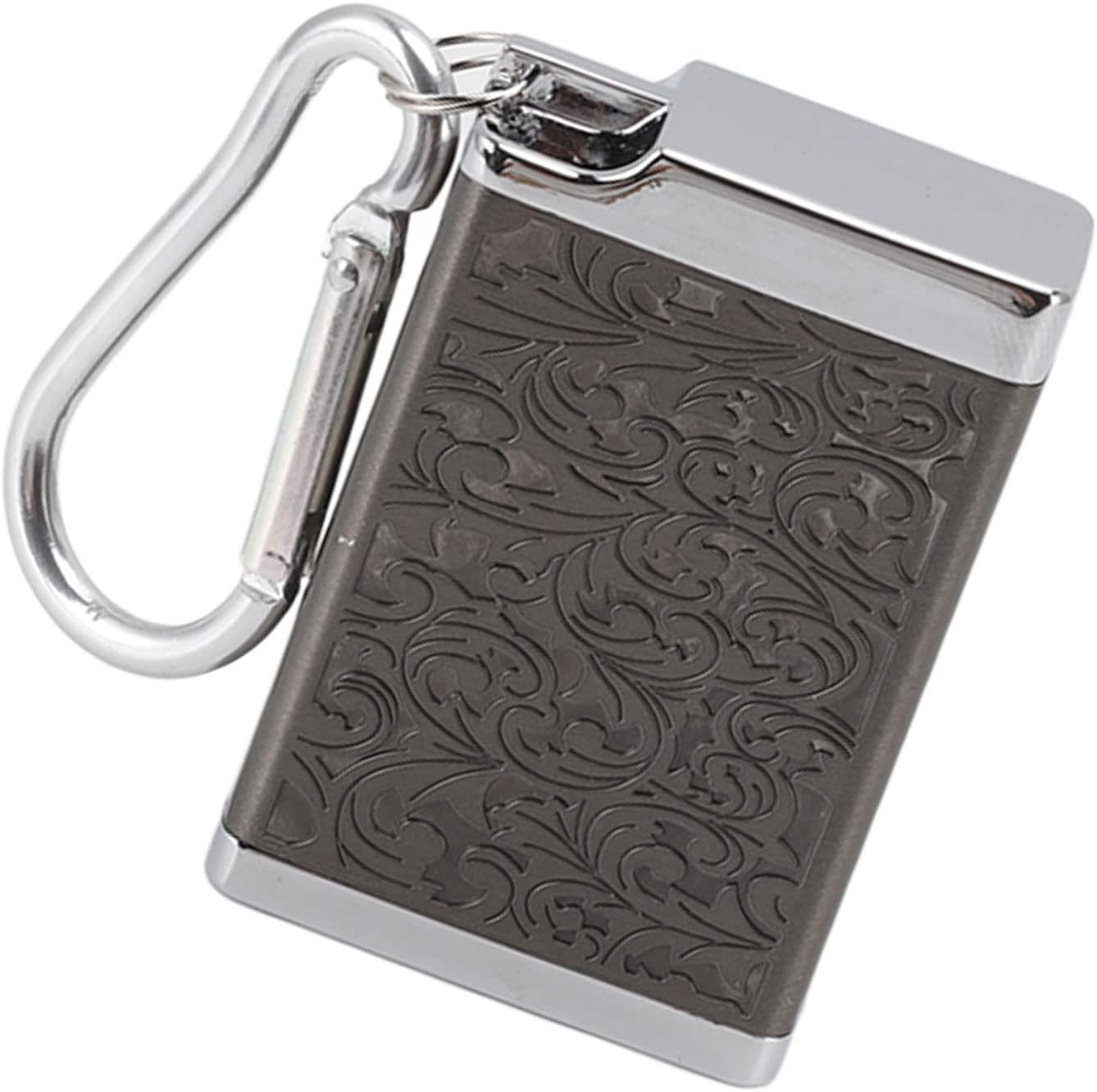 Caja de ceniza de cigarrillos en relieve Patrón de aleación de aluminio Cenicero de bolsillo (negro)