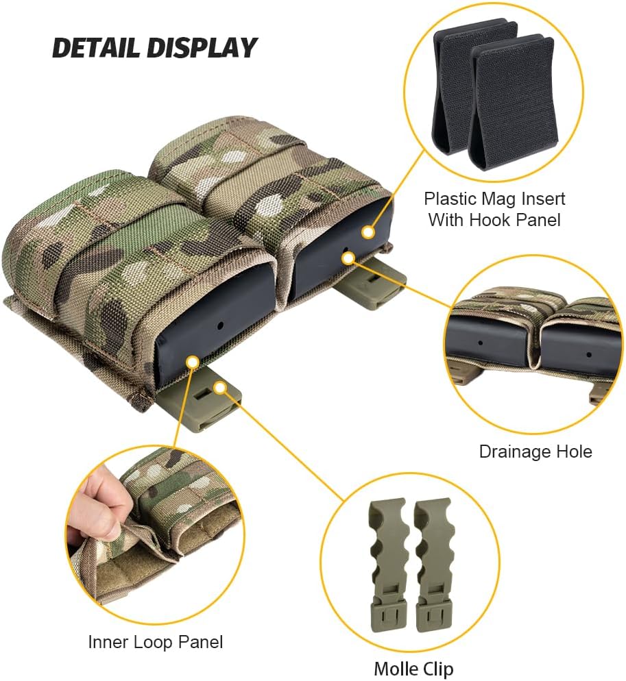 IDOGEAR – Bolsa para rifle Molle de 0.219 in, soporte para cargador de cargador con parte superior abierta para AR Mag con inserto de liberación