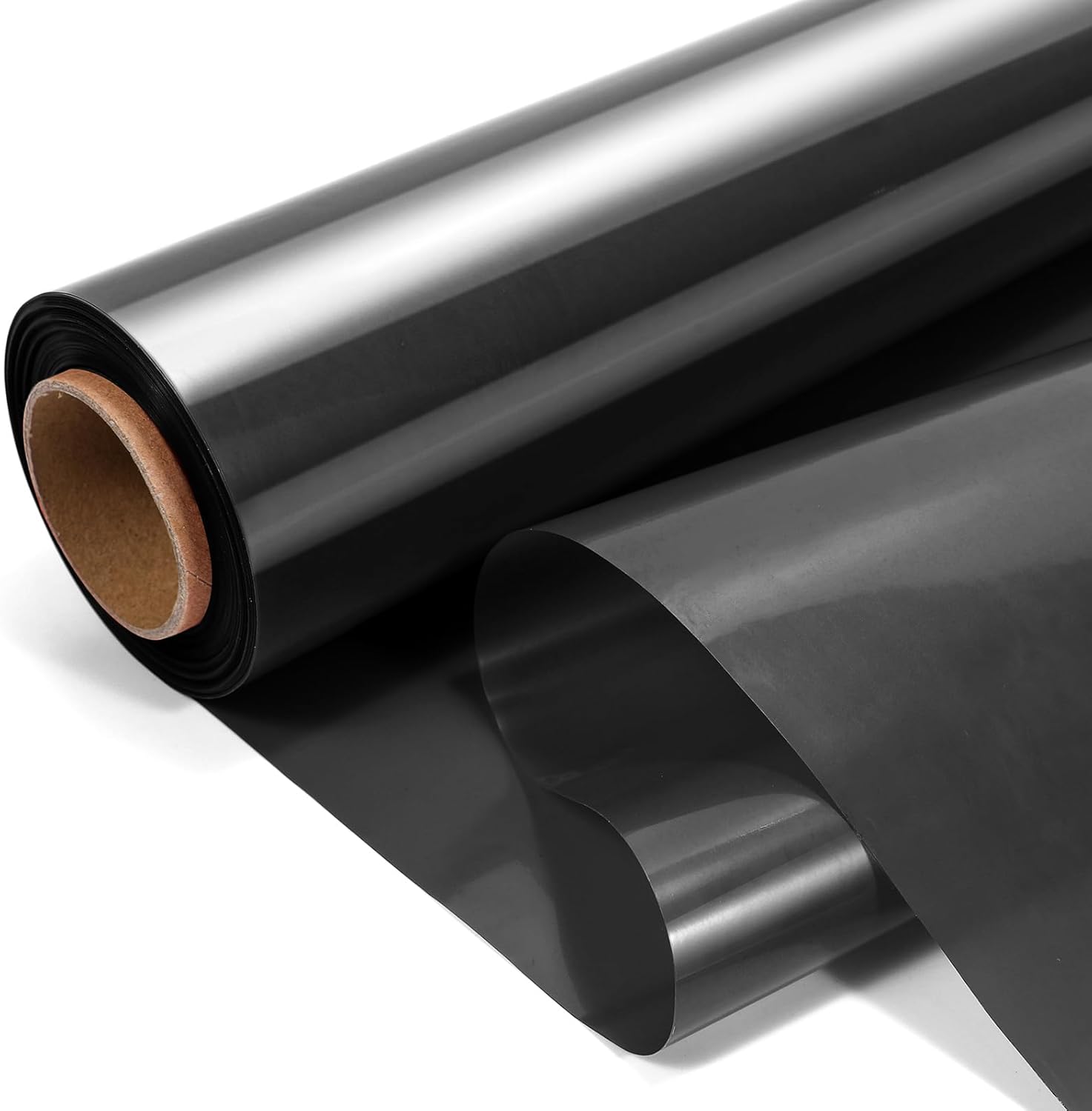HiloPack Rollo de celofán negro, 34 pulgadas plegado a 17 pulgadas x 100 pies de largo, papel de regalo de plástico de 3 mil de grosor para cestas