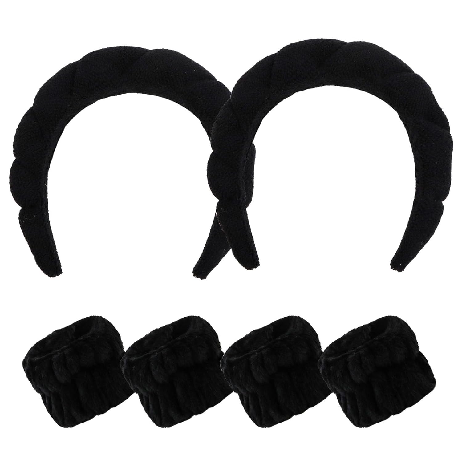 Juego de 6 diademas de tela de rizo, diadema y pulsera, diadema de maquillaje, diademas para el cuidado de la piel, diadema de spa y pulsera,