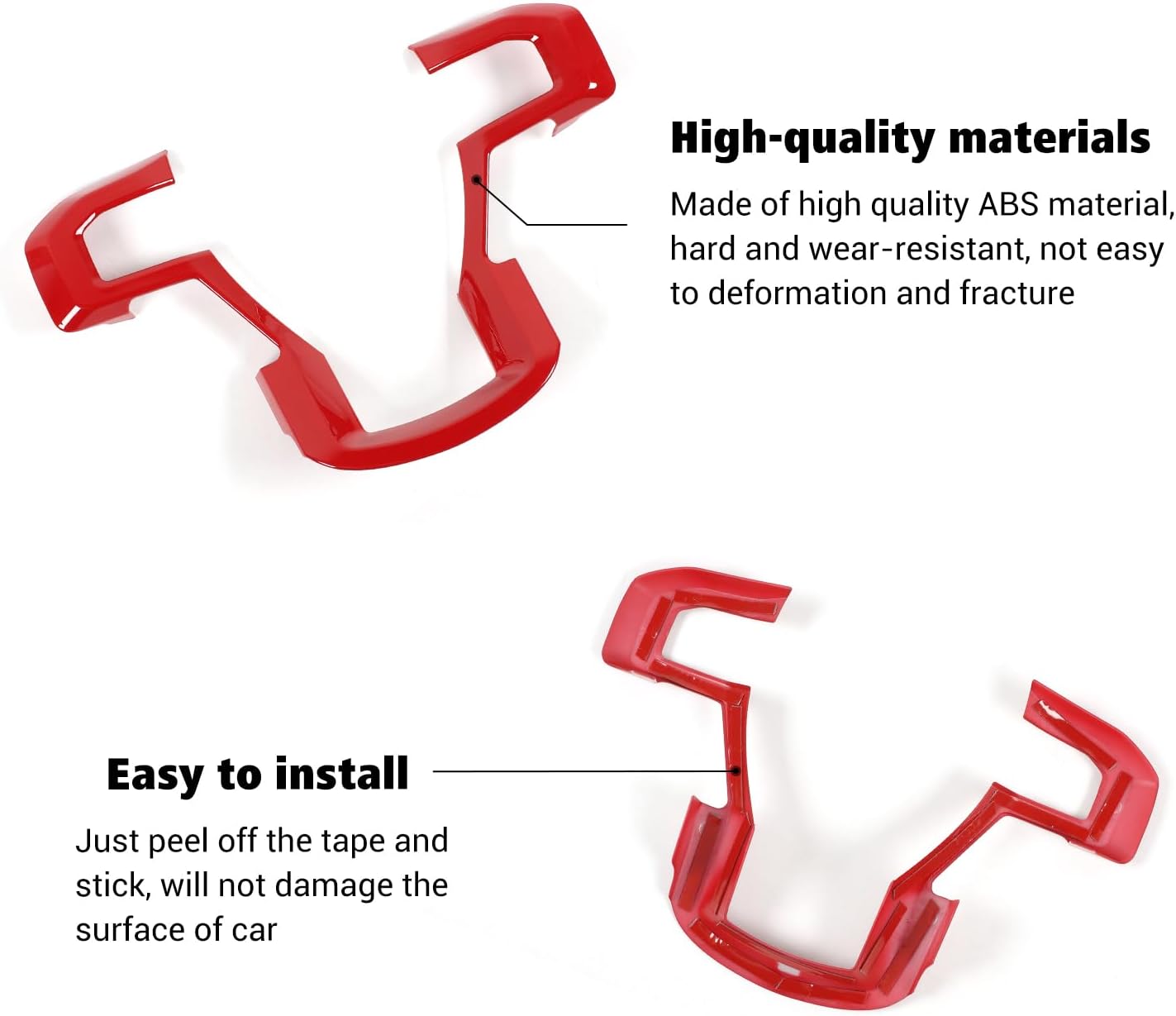 Voodonala Cubierta del panel del volante central con cubierta de tablero de salpicadero compatible con Ford F150 2015-2020 (4 unidades, ABS, rojo)