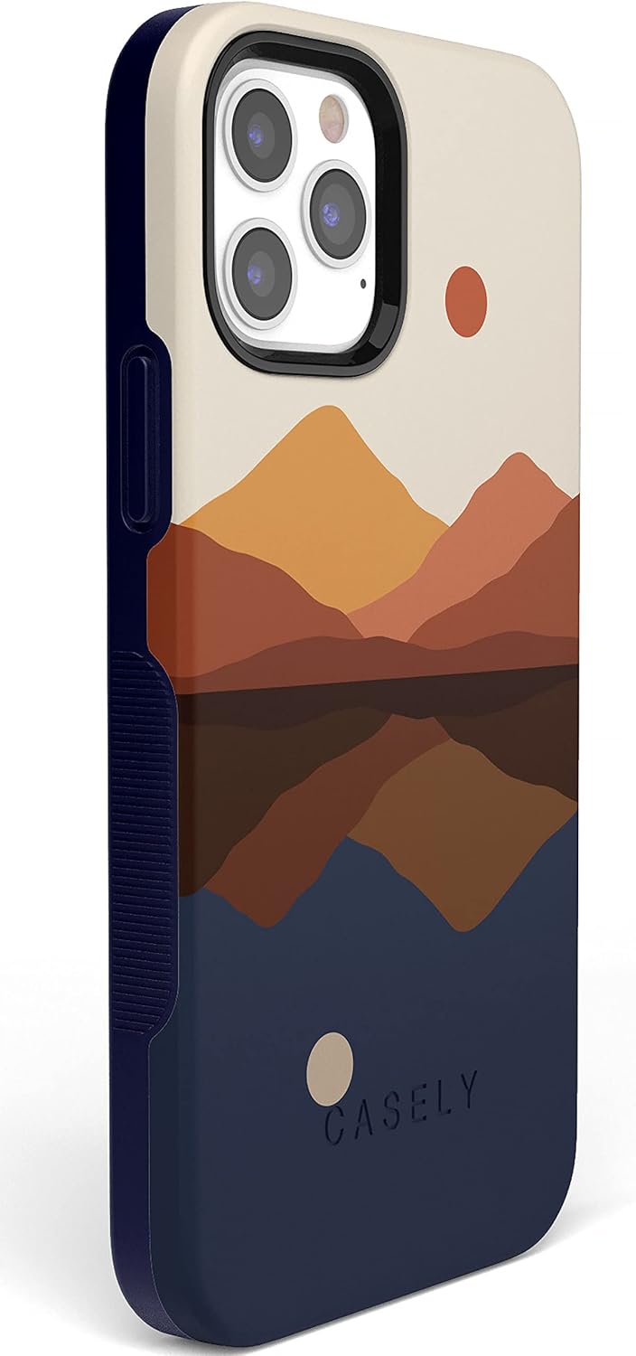 Casely Funda para iPhone 12 Pro Max  Los opuestos atraen  Funda de montaña con bloques de color de día y noche