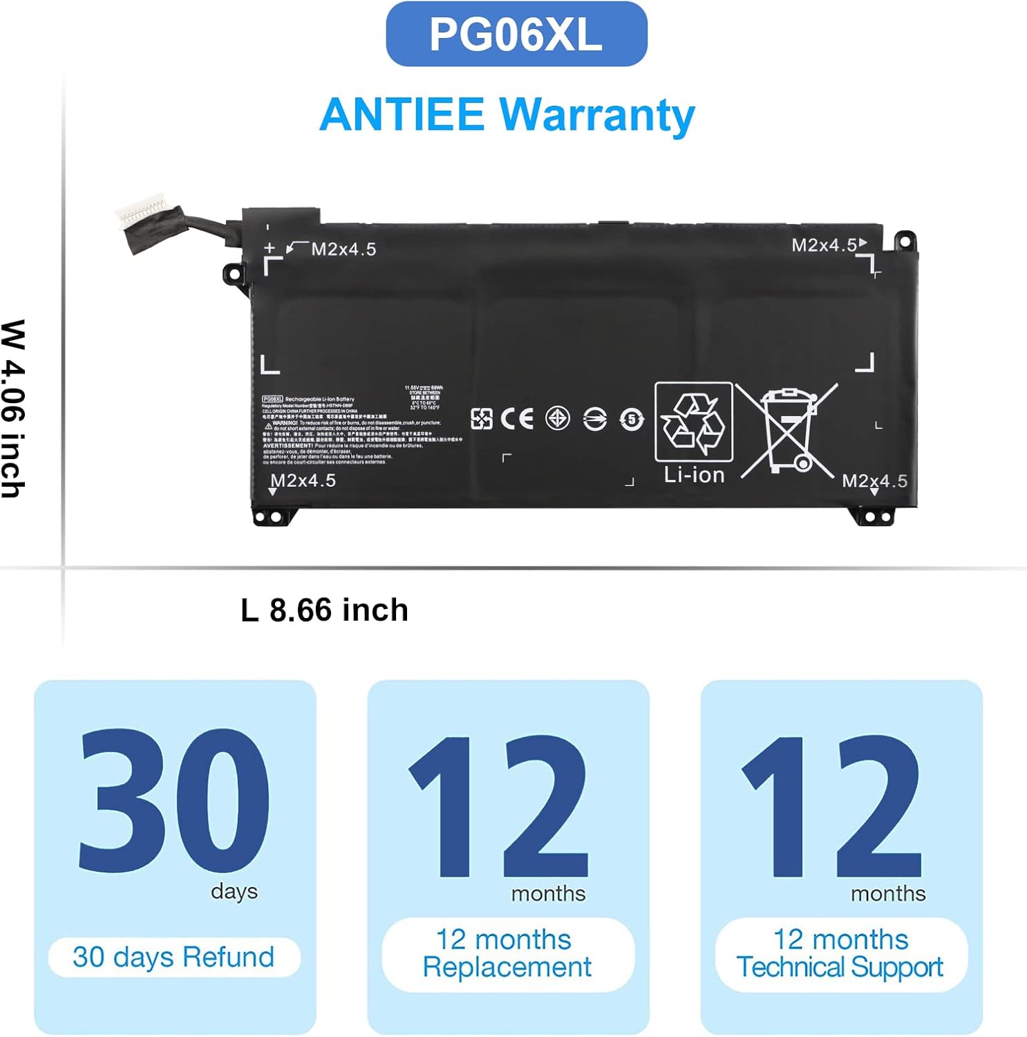 ANTIEE PG06XL – Batería para portátil HP Omen 15-DH 15T-DH000 15-DH0XXX 15T-DH100 15-DH1010CA 15-DH1019NR 15-DH0001LA 15-DH1020NR 15-DH1065CL