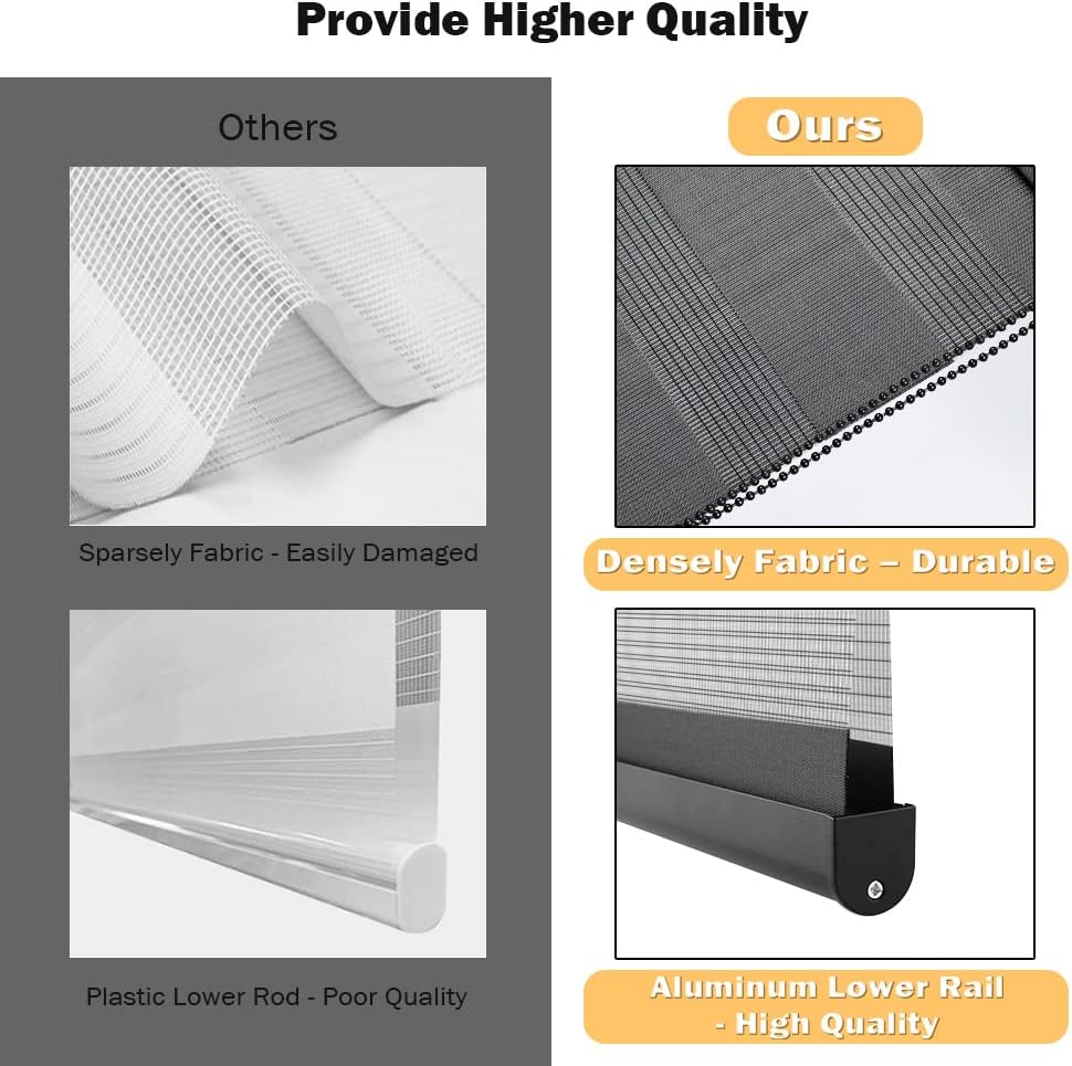 Kokorona Zebra – Persianas enrollables para ventanas, de doble capa con cenefa, color negro, 34 pulgadas de ancho x 72 pulgadas de alto
