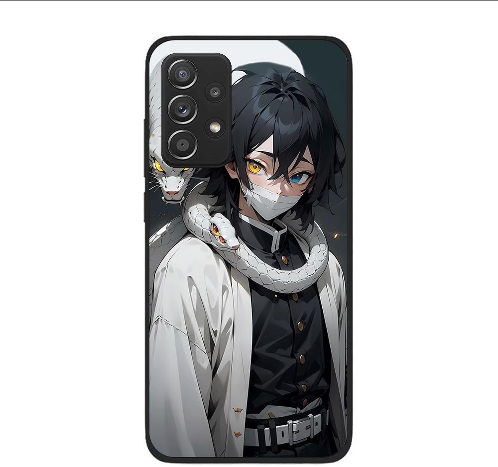 Black Slim Soft Matte Durable Rubber Silicone TPU Fundas Fit Cover Case for Samsung Galaxy A52 5G Iguro Obanai Anime Japan 10