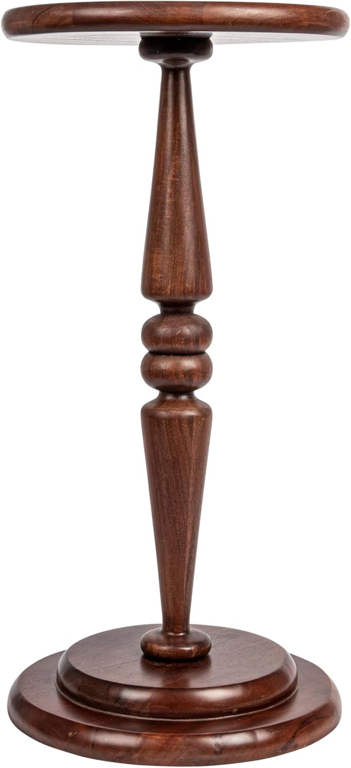 Creative Co-Op Bishop – Mesa auxiliar de cóctel con pedestal, color castaño oscuro