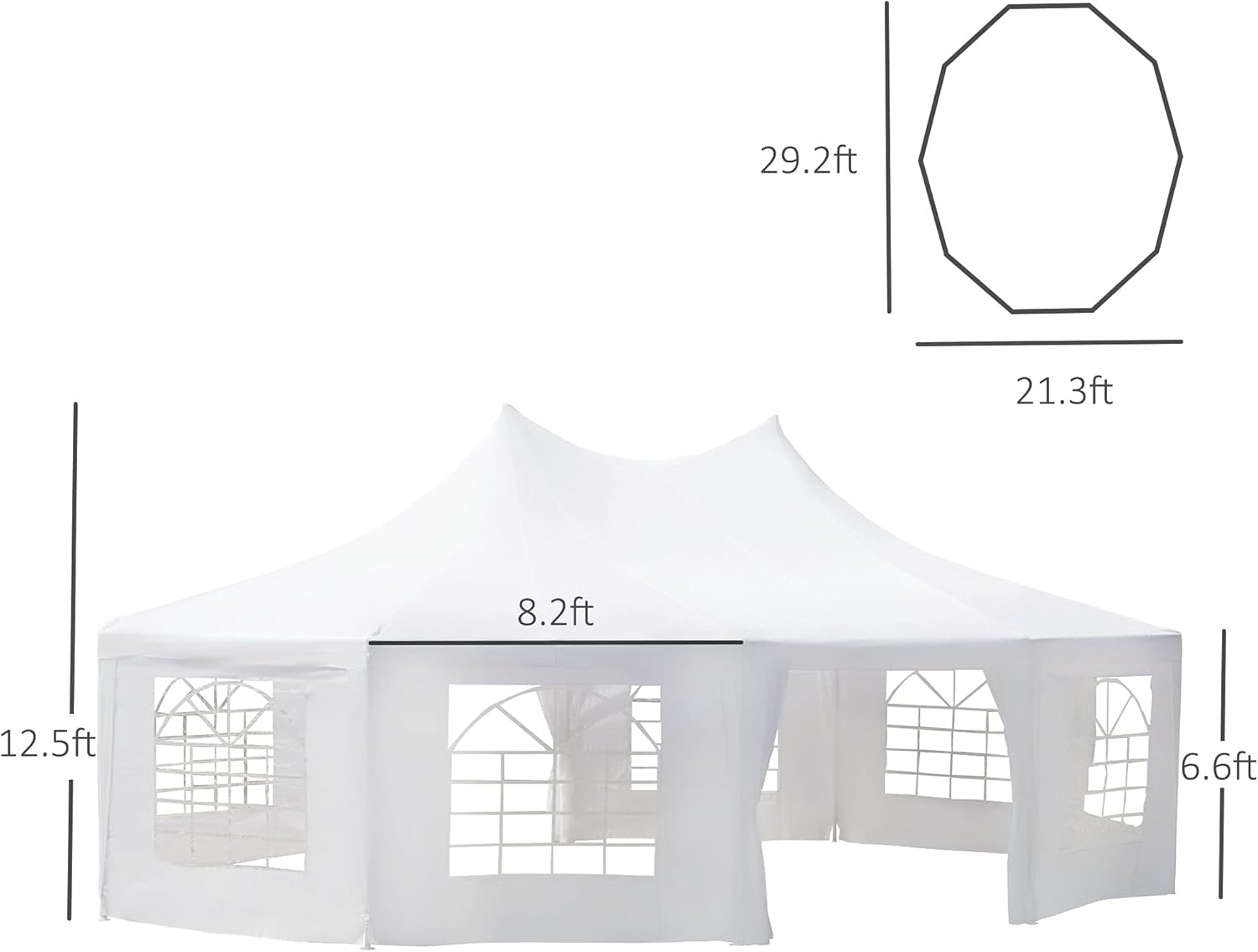 Outsunny. Carpa tipo gazebo con 10 paredes, ideal para fiestas. De 29 x 21 pies.