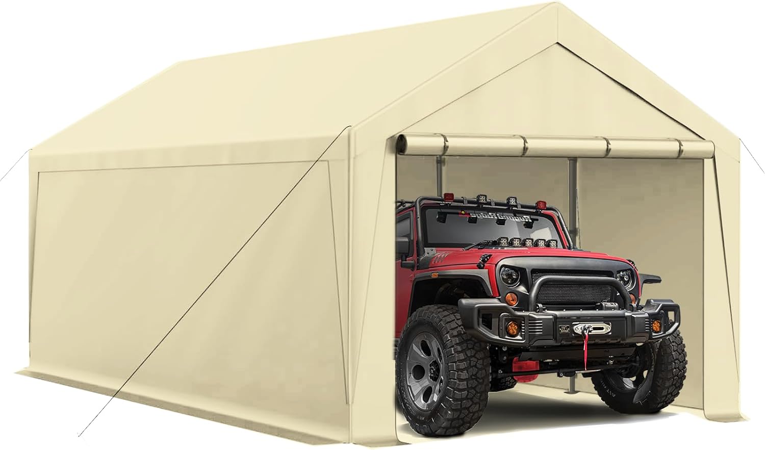 Carport – Carport portátil resistente de 10 × 20 para refugio de almacenamiento al aire libre, cobertizo de puerto de coche con marco de metal de