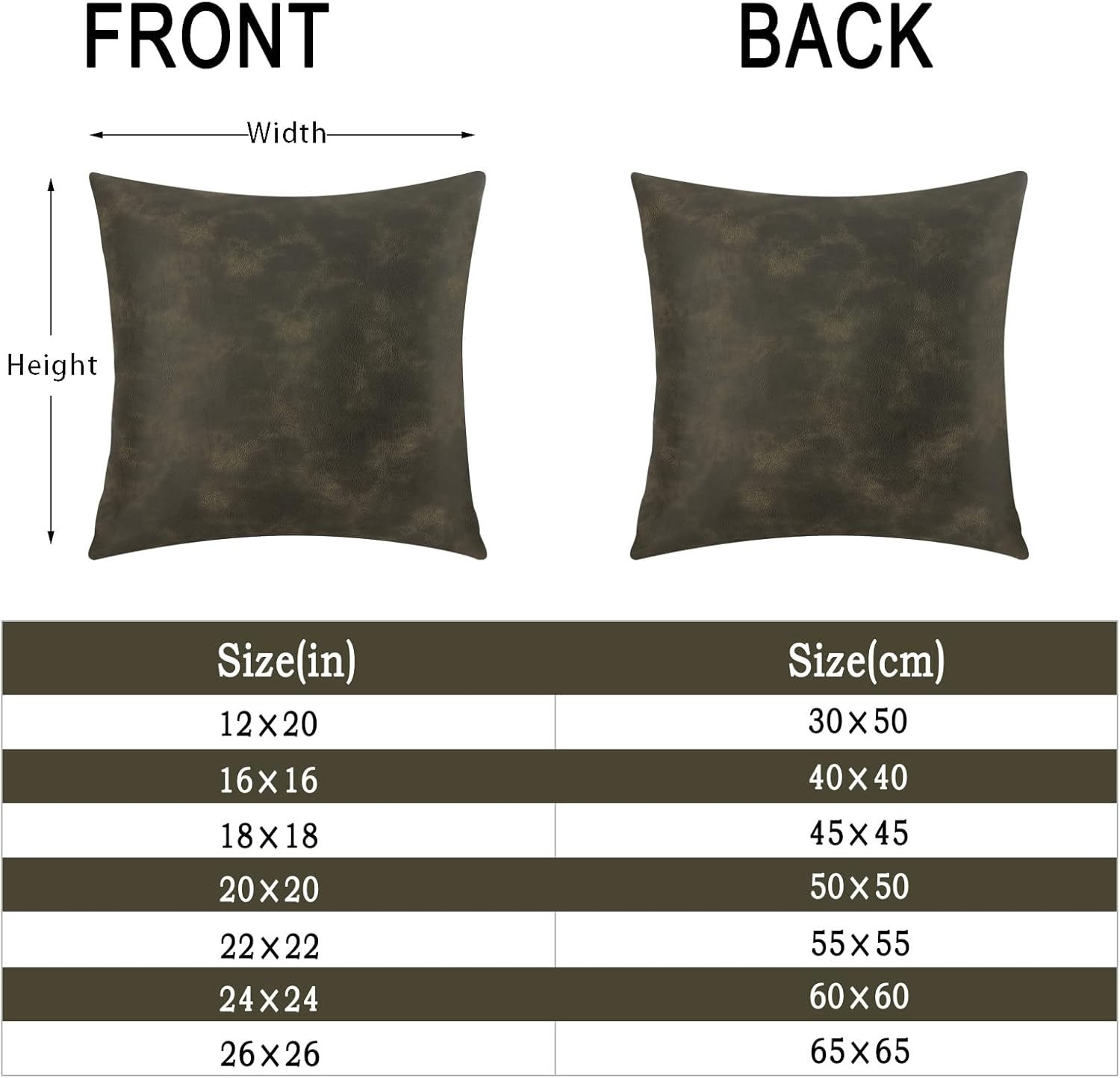 Juego de 2 fundas de almohada decorativas de piel sintética de color verde oliva, 18 x 18 pulgadas, fundas de almohada modernas de estilo bohemio