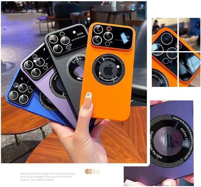 Funda magnética para iPhone 12 Pro Max compatible con Magsafe, protección completa de cámara con protector de lente, ultrafina para hombres y