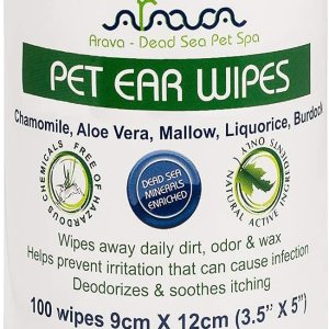 Arava – Toallitas limpiadoras de oídos para perros, gatos, cachorros, gatitos, 100 unidades, desodorante de limpieza medicinal natural, elimina la Arava – Toallitas limpiadoras de oídos para perros, gatos, cachorros, gatitos, 100 unidades, desodorante de limpieza medicinal natural, elimina la