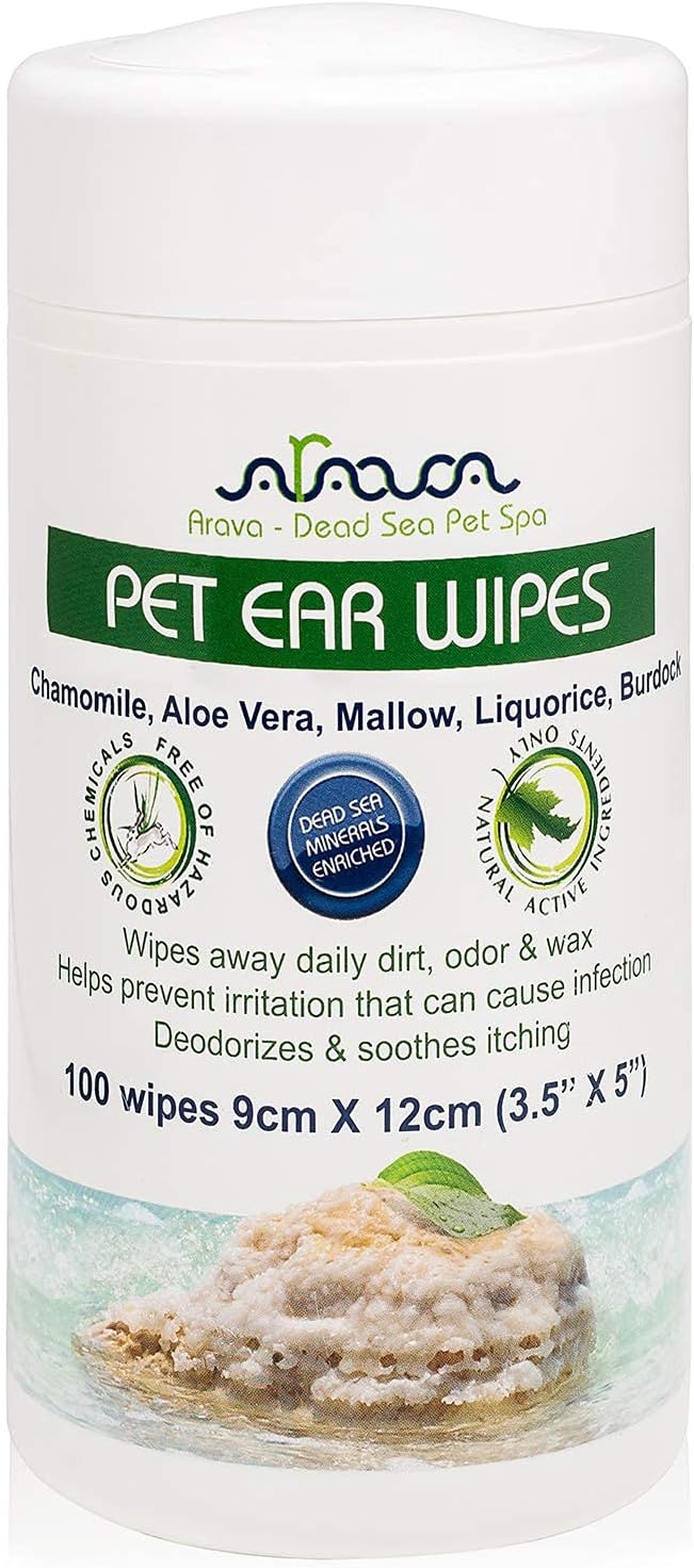 Arava – Toallitas limpiadoras de oídos para perros, gatos, cachorros, gatitos, 100 unidades, desodorante de limpieza medicinal natural, elimina la