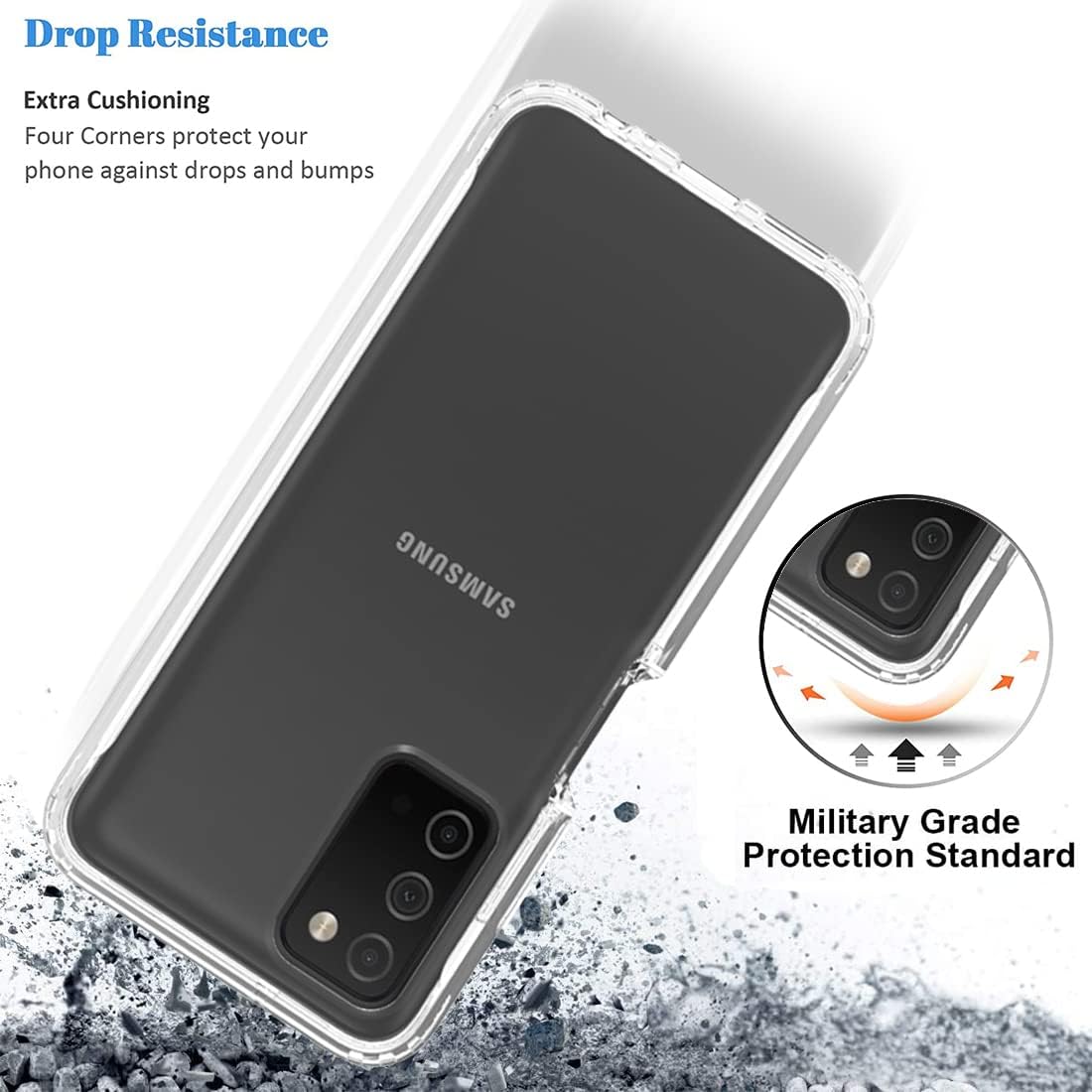 Tothedu Funda de teléfono para Galaxy A03S, Samsung A03S SM-A037U con protector de pantalla de vidrio templado, carcasa protectora de cuerpo