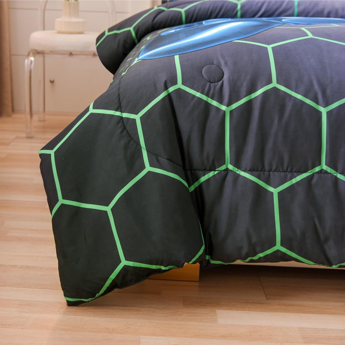 NTBED Juego de edredón de consola de videojuegos para niños y niñas 3D con diseño geométrico de microfibra ligera (multicolor, tamaño individual, 5