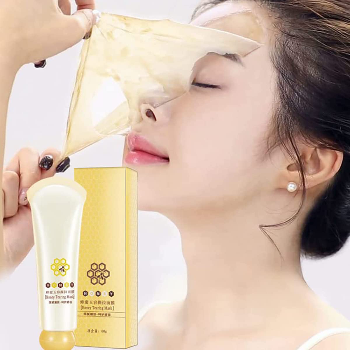 Máscara facial rasgante de miel, control de aceite, sin dolor, espinillas y piel muerta, mascarilla facial de 24 unidades, máscara de miel para