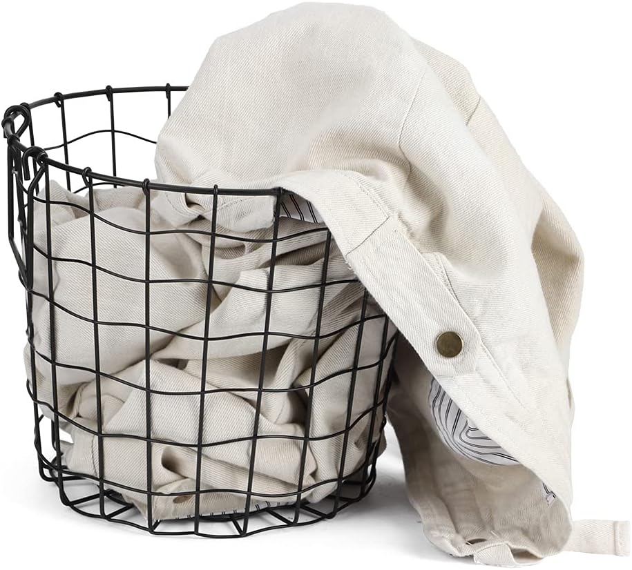 Cesta de almacenamiento de alambre de hierro resistente, cesta de lavandería con asa, cesta de almacenamiento redonda de lavandería, cesta de malla