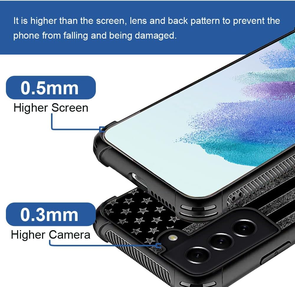 ZHEGAILIAN Funda compatible con Samsung Galaxy S21F, diseño gráfico de bandera estadounidense en blanco y negro, acrílico, a prueba de golpes,