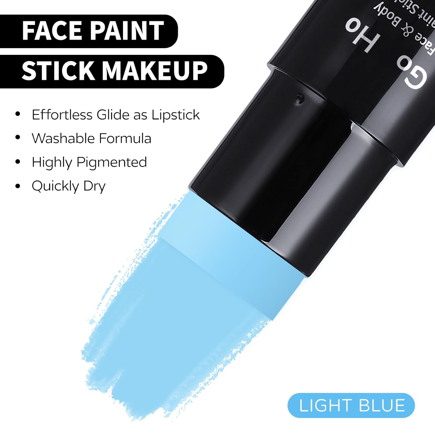 Go Ho Pintura facial azul claro, lavable a base de agua, color azul pálido, pintura corporal azul crema de cobertura completa para adultos y niños,