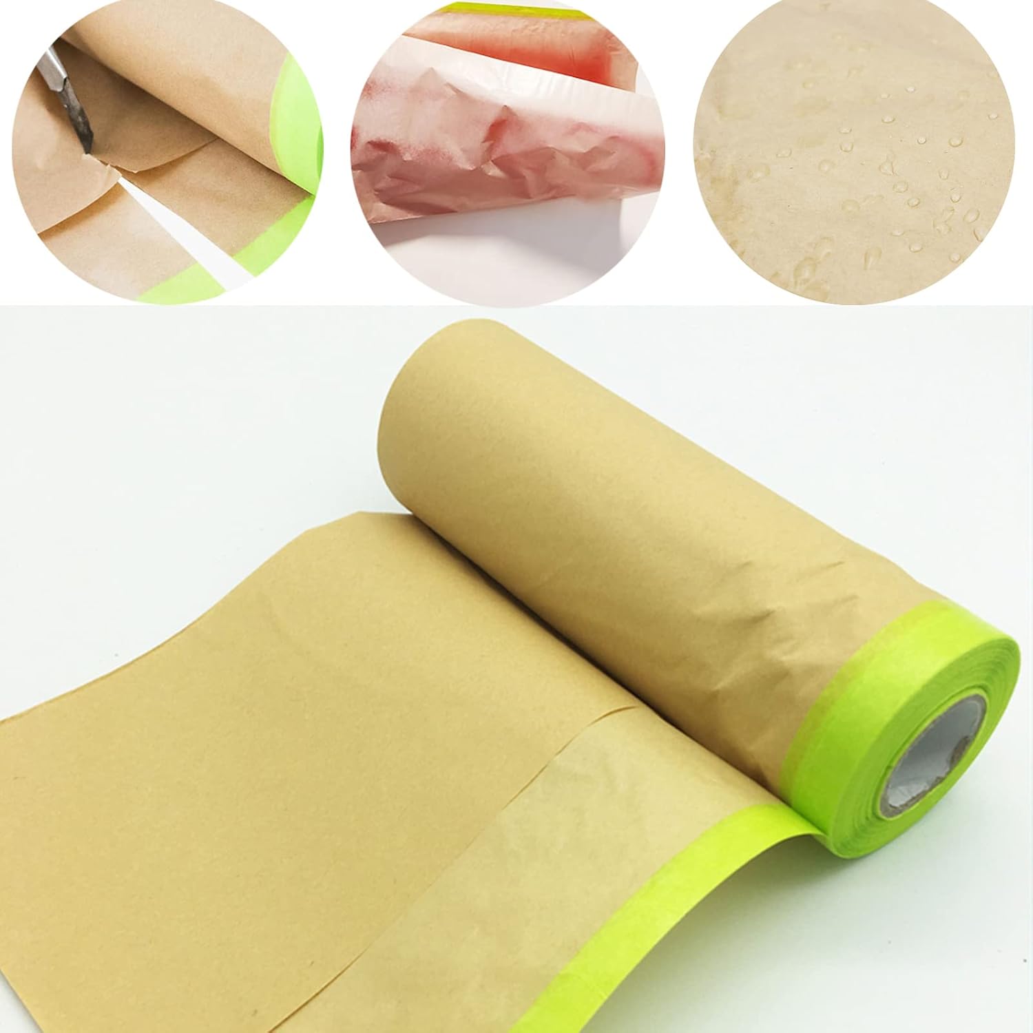 AZH Rollo de papel de pintura precintado para pintar y cubrir, 18 pulgadas x 50 pies, rollo de papel de pintura automotriz para cubrir protección de
