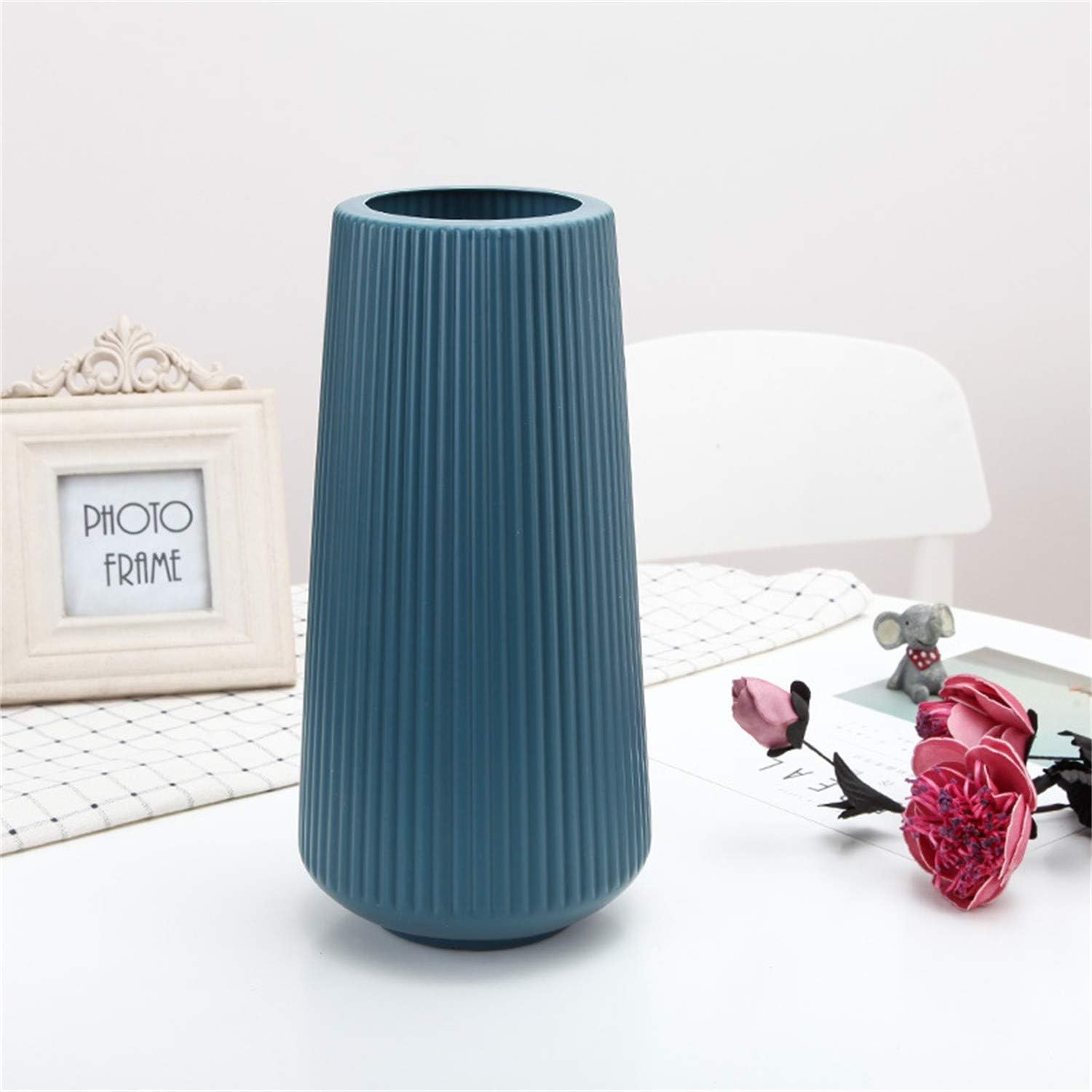 FRAKYEN Florero irrompible para flores de pampas, jarrón geométrico para arreglo floral, contenedor para decoración de oficina en el hogar