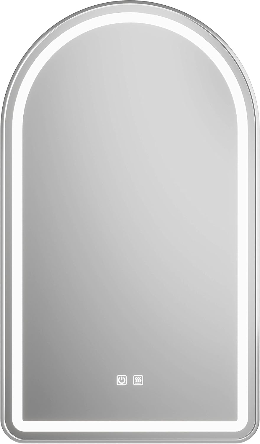 MYlovelylands Espejo LED de 24 x 36 pulgadas, color plateado, para tocador de baño, decoración de pared, espejo de arco de metal cepillado, espejo