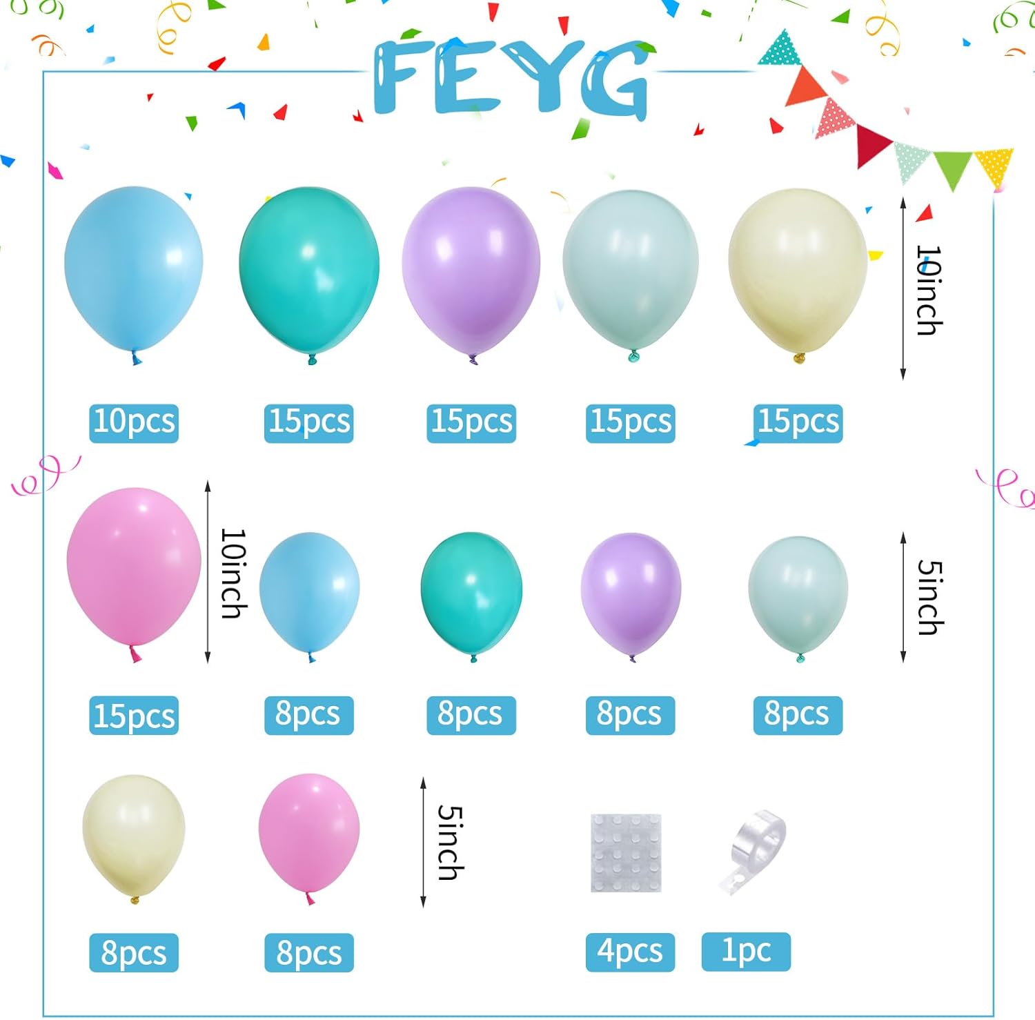 Kit de guirnalda de globos pastel, kit de arco de guirnalda de globos arcoíris, 6 globos multicolor surtidos, arco de globos de colores surtidos,