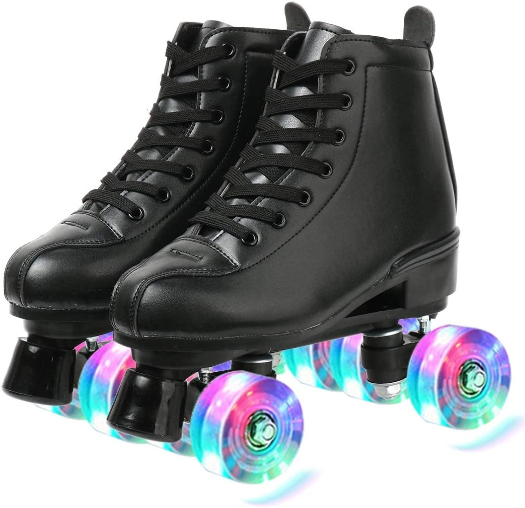 Patines clásicos de doble fila de piel para hombre y mujer