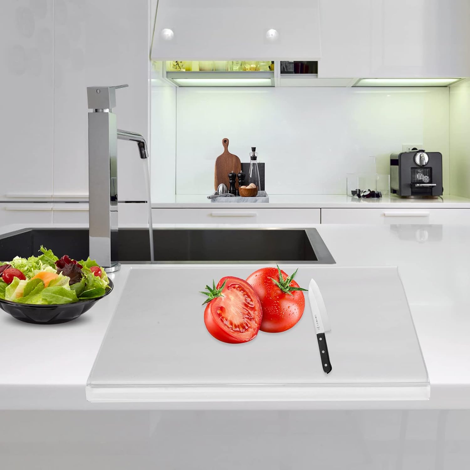 Tablas de cortar acrílicas para encimera de cocina, tabla de cortar acrílica antideslizante transparente, tabla de cortar acrílica con borde de