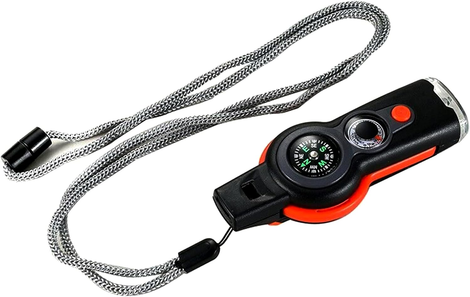Brújula multifunción 7 en 1, para supervivencia al aire libre, termómetro de brújula con espejo LED, multiherramienta para camping, senderismo,