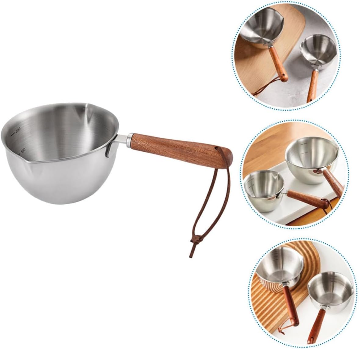 NOLITOY cacerola de salsa de mantequilla olla de acero inoxidable olla de doble pico verter olla de aceite verter aceite pequeño wok con mango