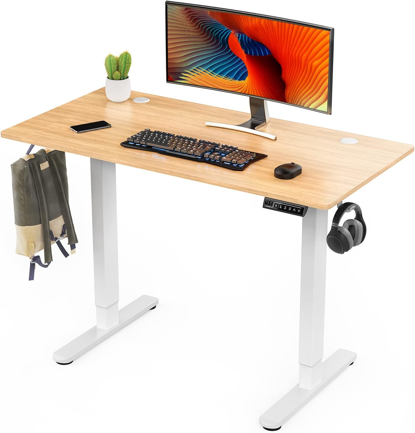 Sweetcrispy Escritorio eléctrico de pie, 40 x 24 pulgadas, altura ajustable, escritorio eléctrico de pie, escritorio para computadora, escritorio de