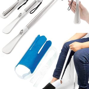 Kit de ayuda para calcetines – Dispositivo de ayuda para personas mayores con cuerno de zapato ajustable, ayudante de calcetín flexible fácil de Kit de ayuda para calcetines – Dispositivo de ayuda para personas mayores con cuerno de zapato ajustable, ayudante de calcetín flexible fácil de