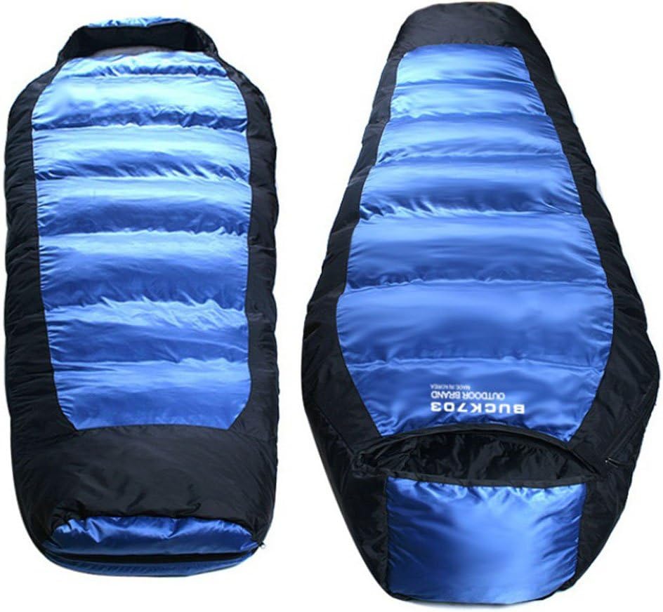 Buck703 Sac de couchage y edredón d’oie et de canard hiver en plein Air Camping randonnée chasse-Couverture de lit Doble Bleu-Garnissage 45.86 oz
