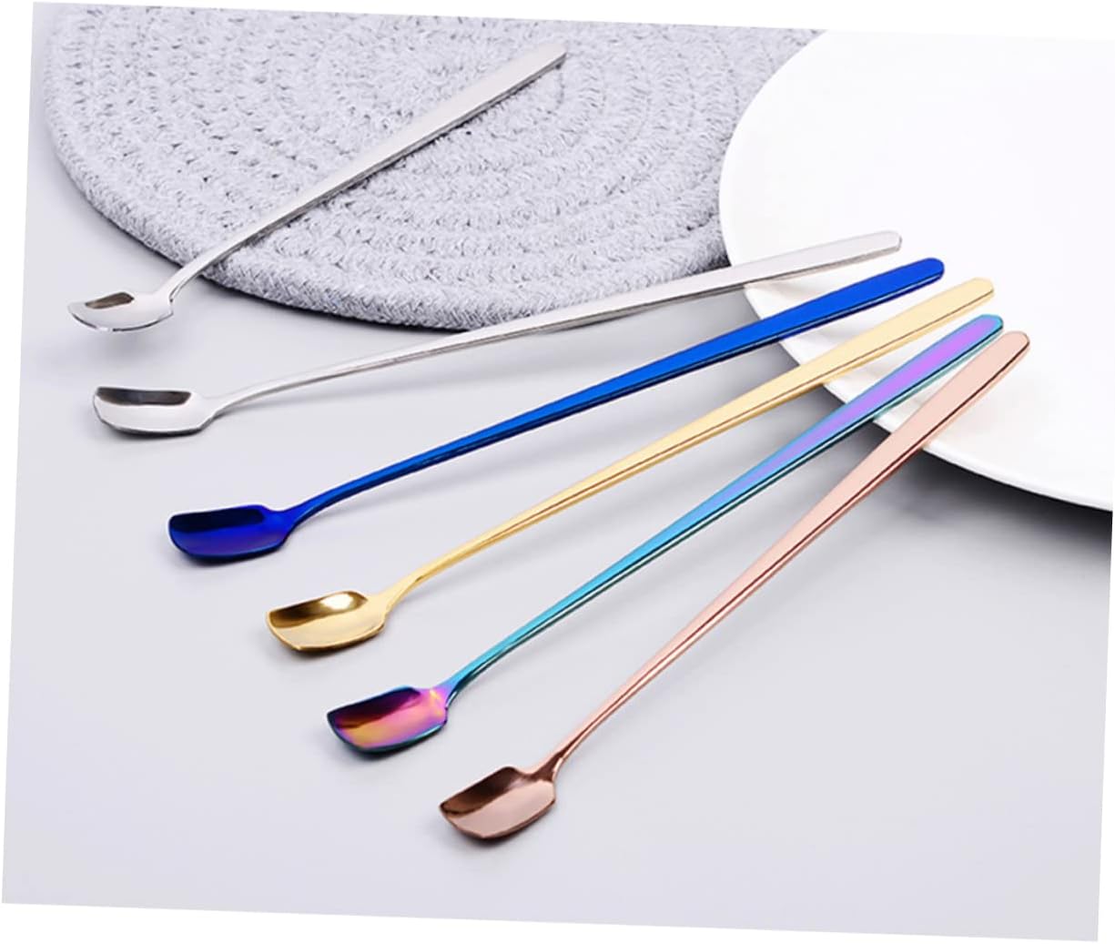 2 cucharas de acero inoxidable para agitar, cucharas de acero inoxidable, palitos de revolver de acero inoxidable, mini cuchara mezcladora de barman