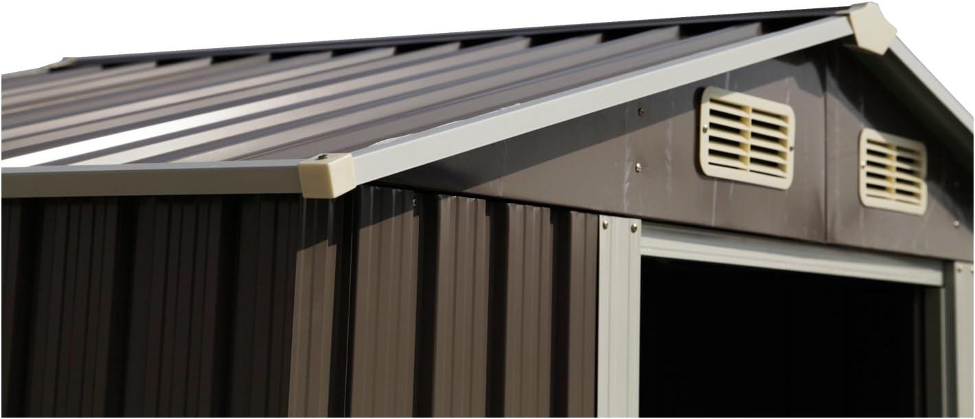 Kinsuite Cobertizo de almacenamiento para exteriores de 6 x 4 pies, cobertizo de herramientas de acero galvanizado para patio, jardín, césped, casa