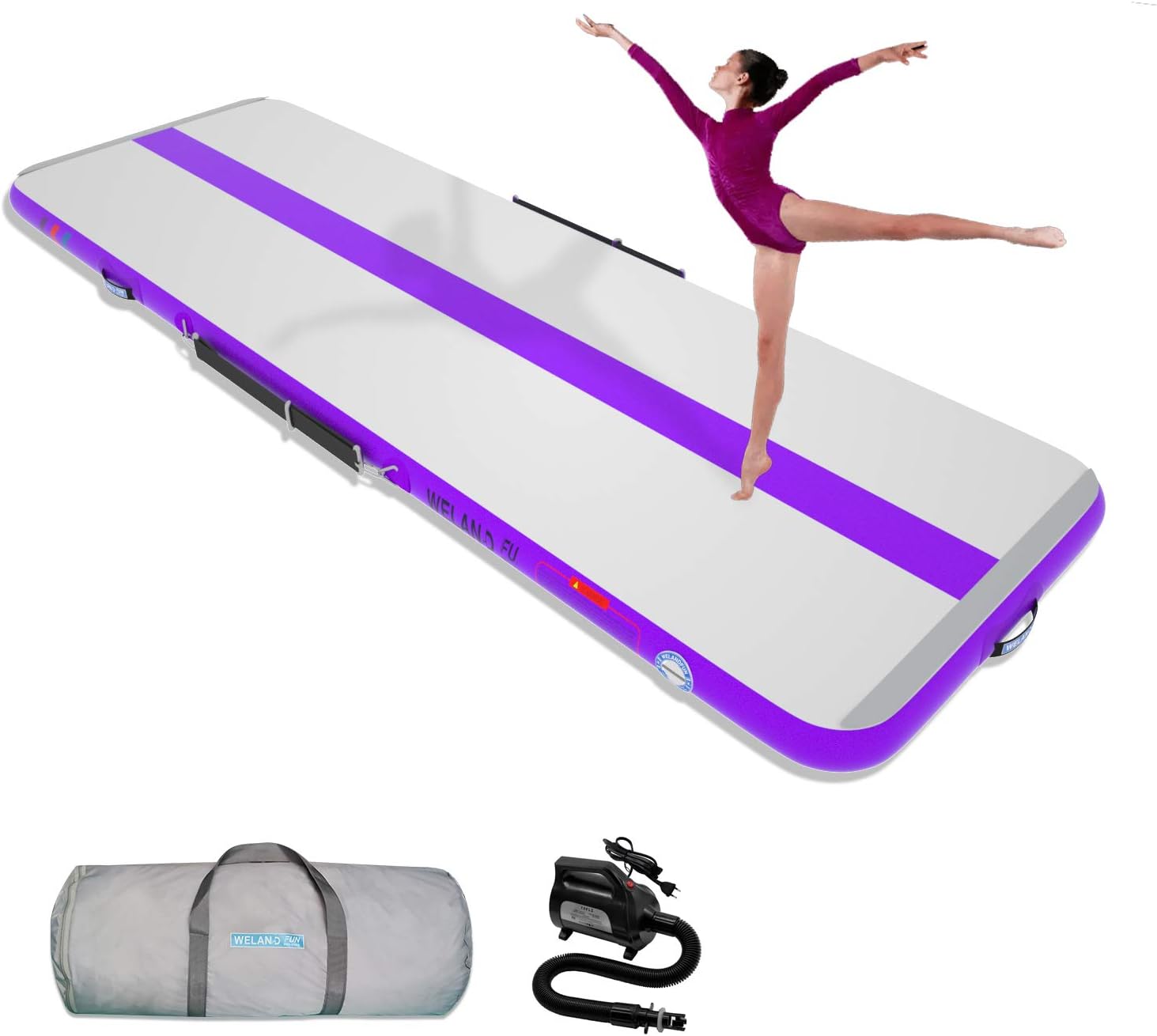 WelandFun Colchoneta inflable de gimnasia de 10131620 pies de grosor para uso domésticogimnasioyogaentrenamientoanimadoraexteriorplayaparque con
