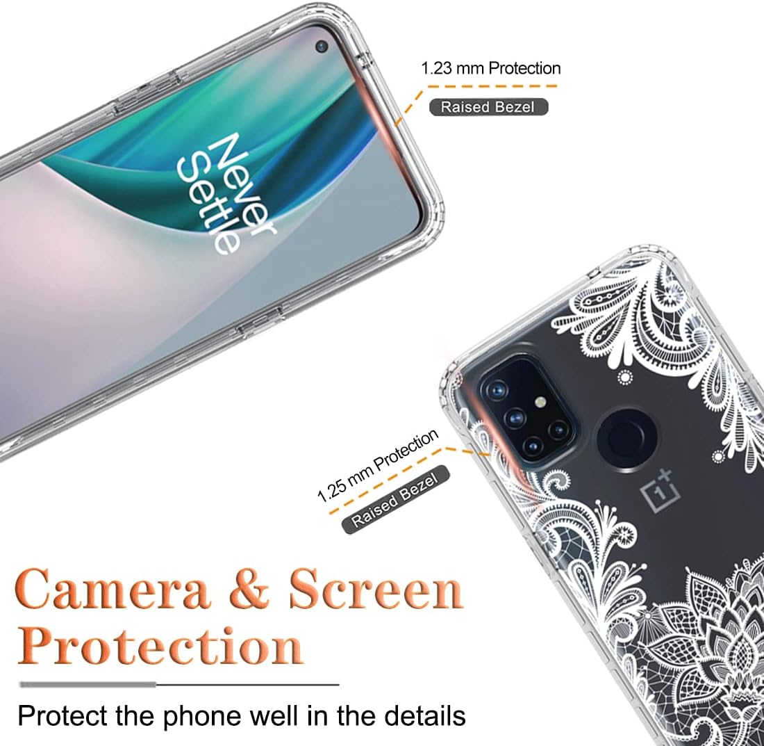 Funda para OnePlus Nord N10 5G, OnePlus N10 BE2029 con protector de pantalla de vidrio templado, diseño floral a prueba de golpes, cubierta