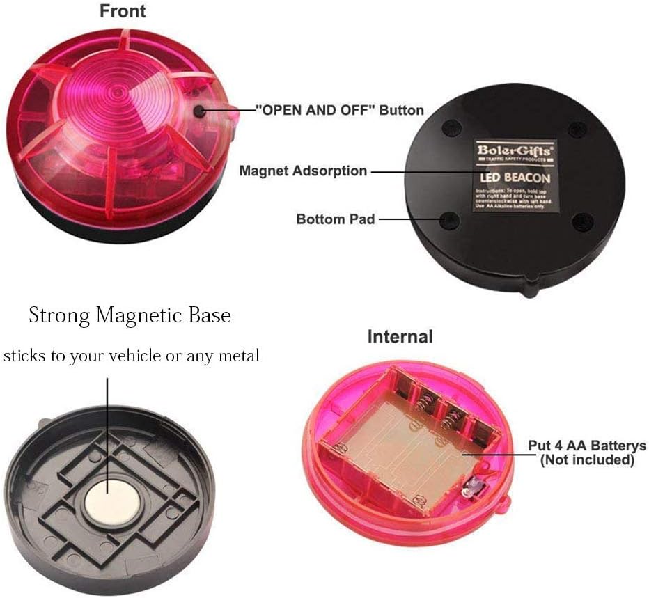 Luces intermitentes para carretera, luz de advertencia de seguridad, luz estroboscópica LED de emergencia con base magnética para vehículos y