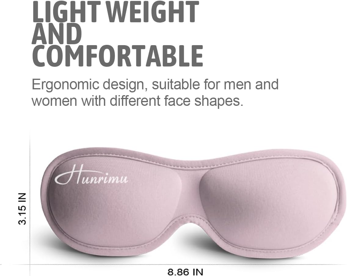 Hunrimu Máscara de ojos para dormir para mujeres y hombres, cubiertas de ojos para dormir, máscara de sueño 3D para viajes, yoga y siesta (rosa)