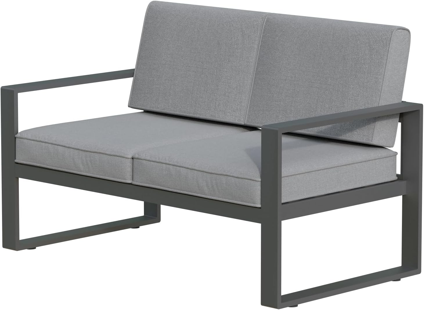 May in Color Sofá biplaza al aire libre de aluminio, muebles modernos de metal para patio, silla contemporánea de 2 asientos con cojín, Gery