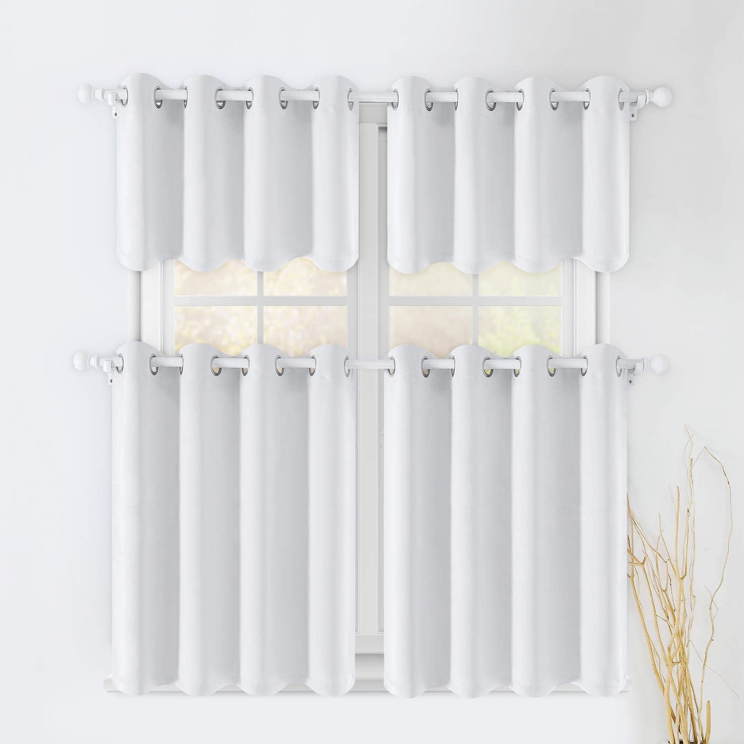 Homeideas  2paneles de cortinas opacas cortas para ventanas pequeñas de 36pulgadas de largo con ojales, cortinas de media ventana para cocina, baño,