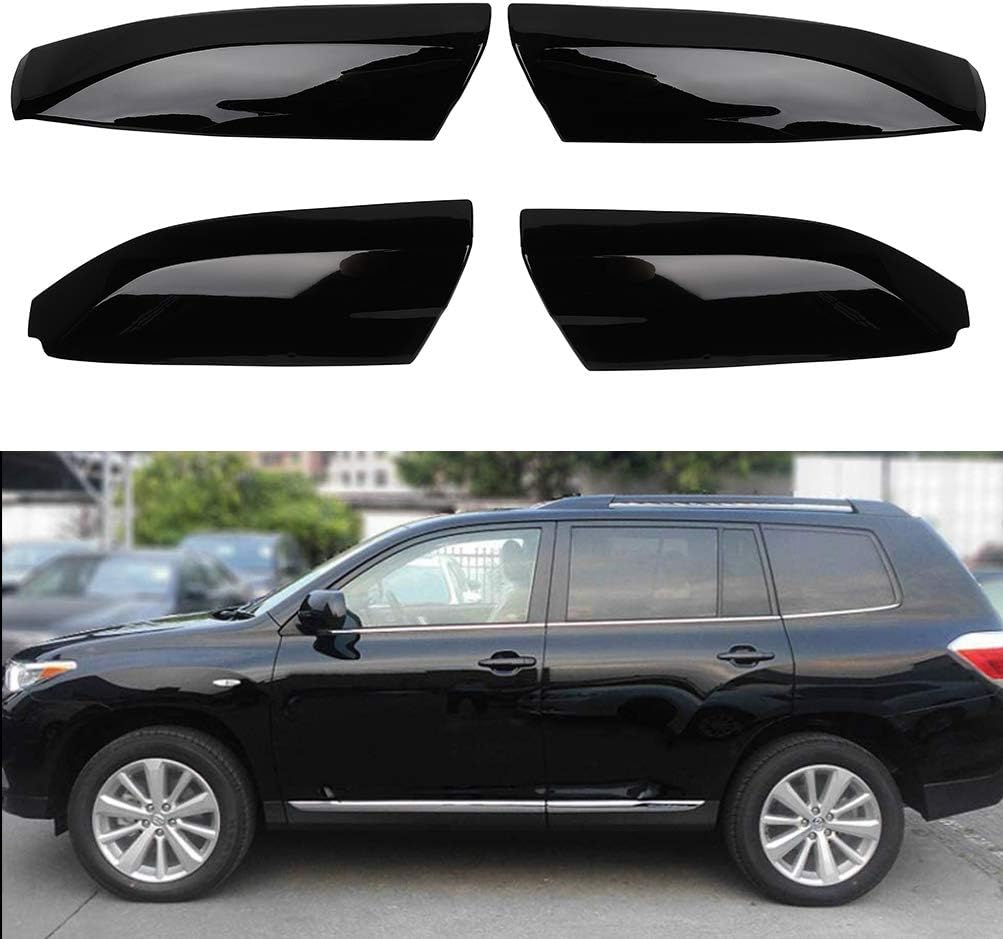 ECCPP Fundas de repuesto para rieles laterales de techo color negro para Toyota Highlander 2.7L 2009-2013, para Toyota Highlander 3.3L 2008-2010,