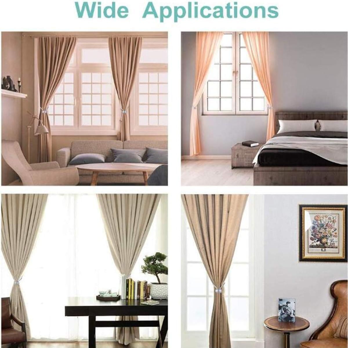 IHClink Alzapaños magnéticos fuertes para cortinas, soportes decorativos para cortinas, lazos de cortina tejidos, hebillas, cuerdas para cortinas de