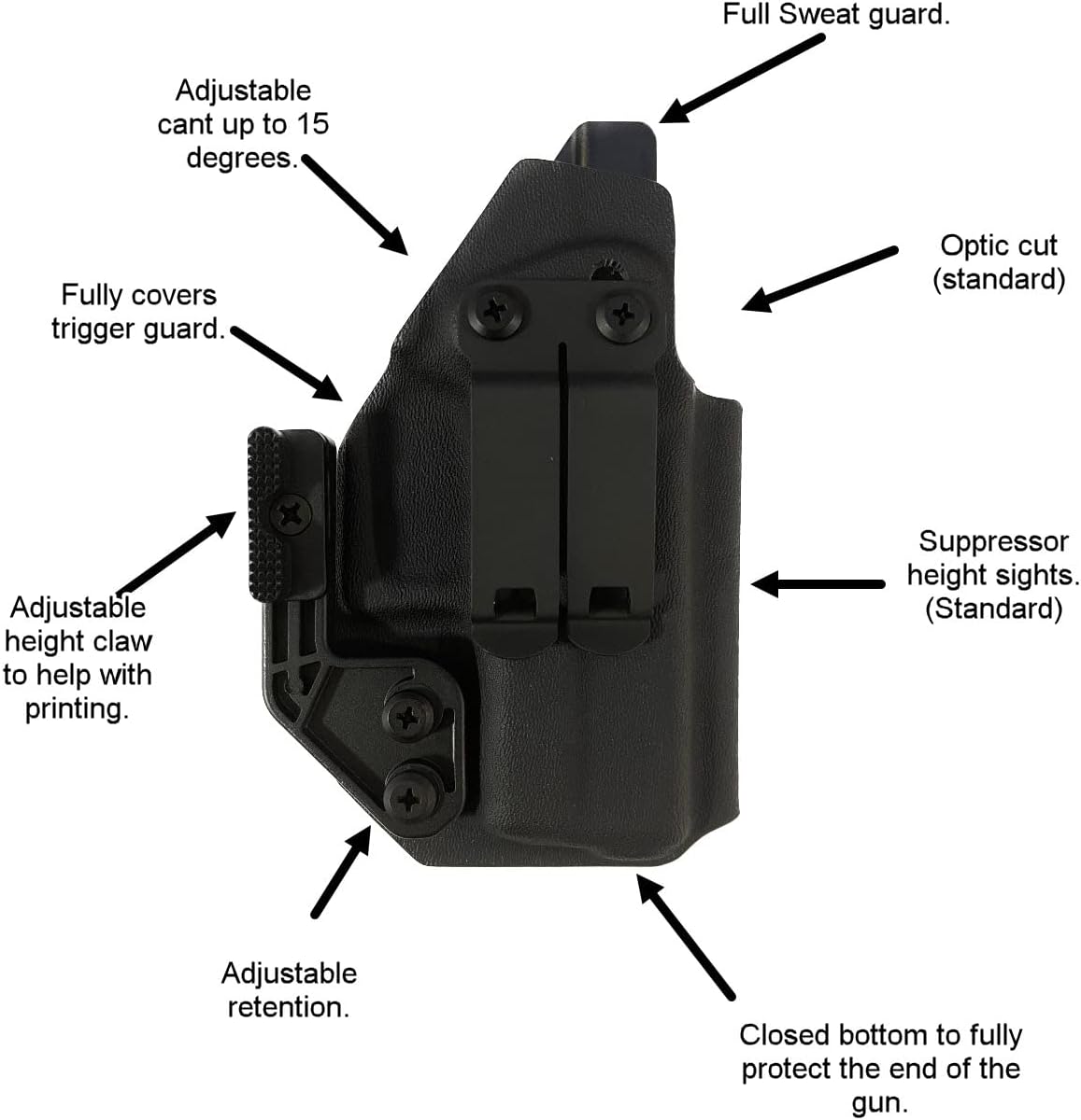 EROS IWB Holster  Compatible with S&W M&P Shield 9 Plus with Recover Tactical Rail SHR9 with BALDR Mini