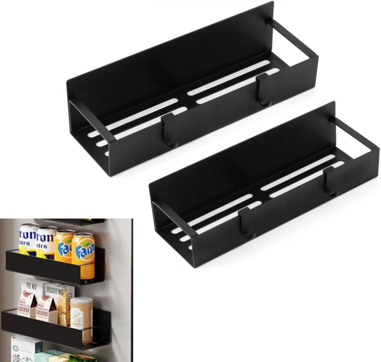 2 estantes magnéticos para especias con 4 ganchos extraíbles para refrigerador y cocina, estante de metal magnético fuerte, organizador de especias,